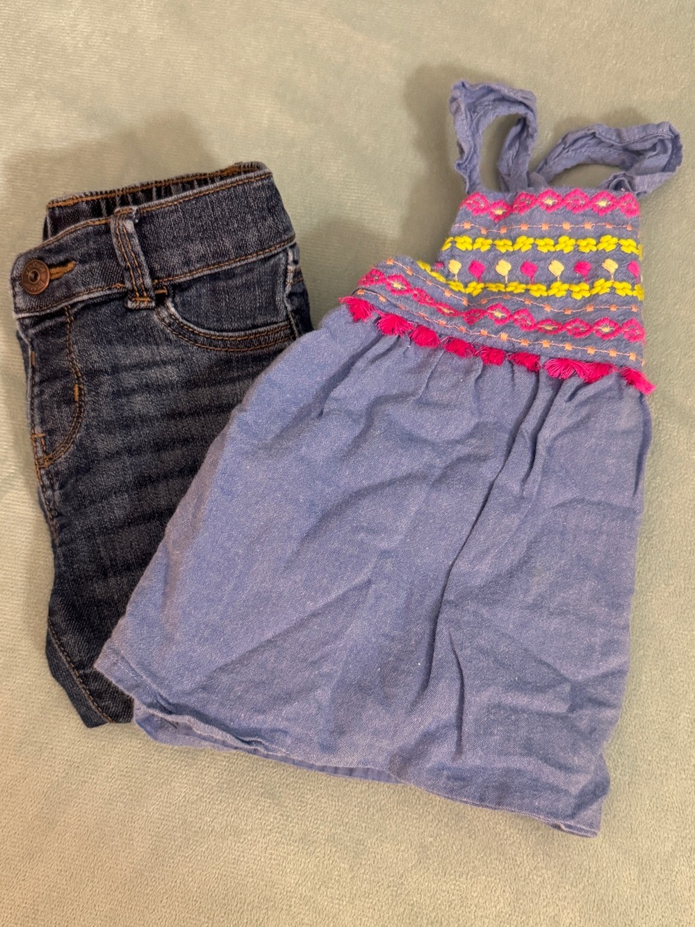 Cat & Jack Girls Blue shirt and Oshkosh Dark Denim Jeans Set